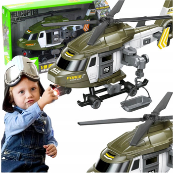 Helikopter Wojskowy Ratunkowy Armia SOS Światło LED Dźwięki Wyciągarka