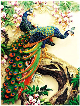 HAFT DIAMENTOWY Diamond Painting Mozaika Diamentowa Dla dzieci Zestaw Ptaki Pawie