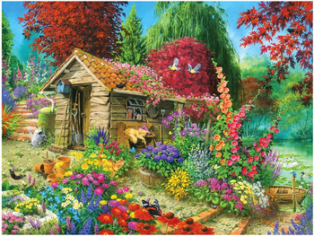 HAFT DIAMENTOWY Diamond Painting Mozaika Diamentowa Zestaw Chatka w ogrodzie